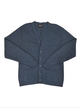 Jantzen~VTG 80s Men Wool Grandpa Cardigan~Kurt Cobain~Lagenlook~Blue Heather~LT